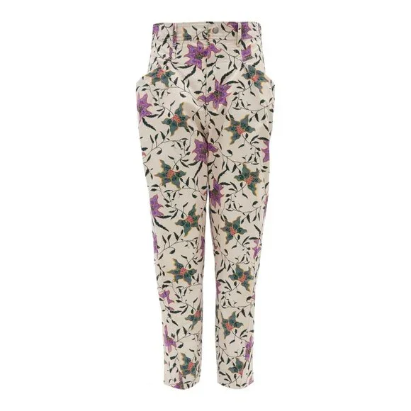 Isabel Marant "Gubaia" floral-print cropped tapered cotton trousers, size 36 - Picture 5 of 13